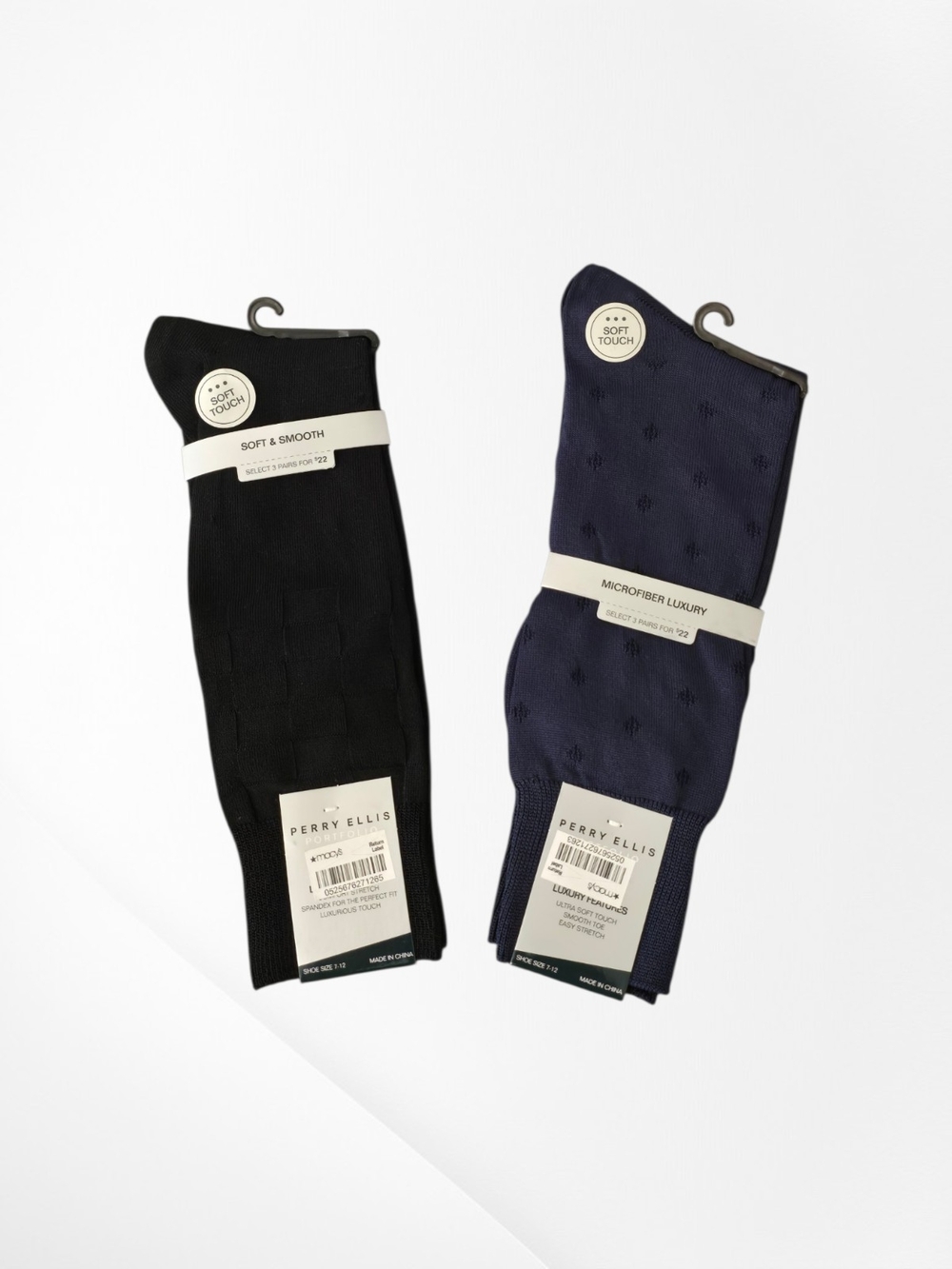 Perry Ellis Men's Dress Socks - Black & Navy (2 Pack)